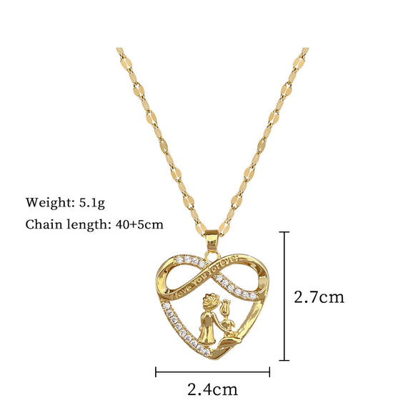 Titanium Steel And Copper Unisex Geometric Heavy Industry Necklace With Microinlaid Real Gold Plating And Diamond Design