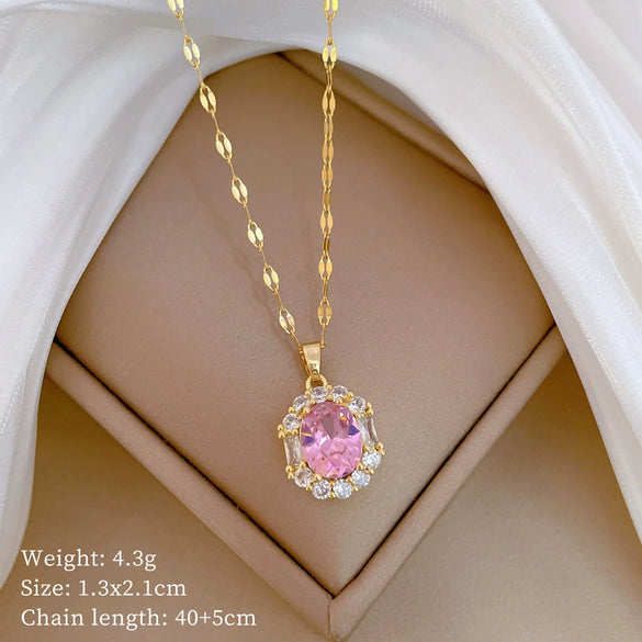 Titanium Steel And Copper Unisex Geometric Heavy Industry Necklace With Microinlaid Real Gold Plating And Diamond Design