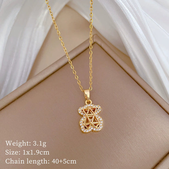 Titanium Steel And Copper Unisex Geometric Heavy Industry Necklace With Microinlaid Real Gold Plating And Diamond Design