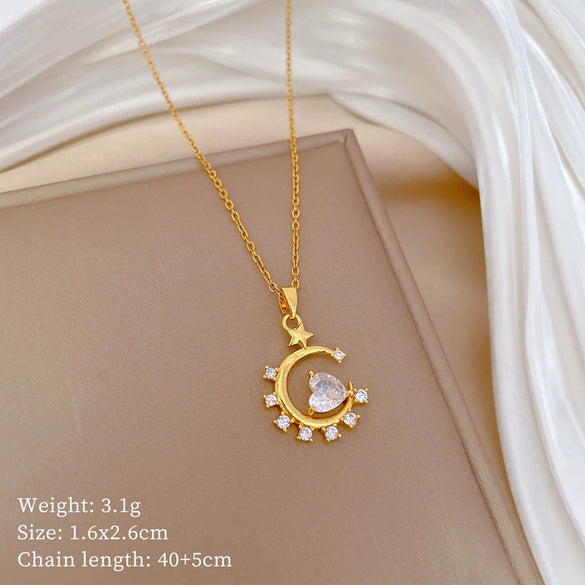 Titanium Steel And Copper Unisex Geometric Heavy Industry Necklace With Microinlaid Real Gold Plating And Diamond Design