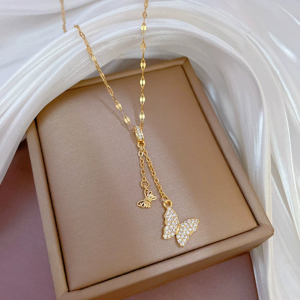 Titanium Steel And Copper Unisex Geometric Heavy Industry Necklace With Microinlaid Real Gold Plating And Diamond Design