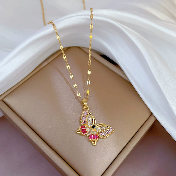 Titanium Steel And Copper Unisex Geometric Heavy Industry Necklace With Microinlaid Real Gold Plating And Diamond Design