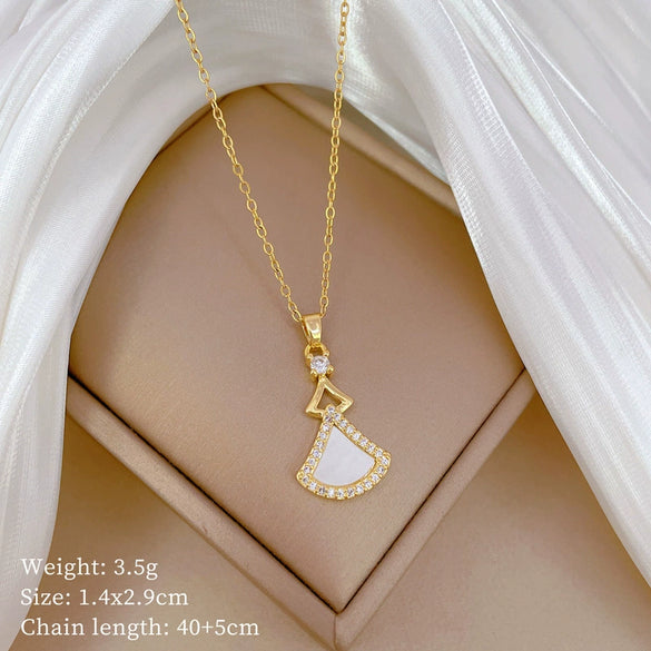 Titanium Steel And Copper Unisex Geometric Heavy Industry Necklace With Microinlaid Real Gold Plating And Diamond Design
