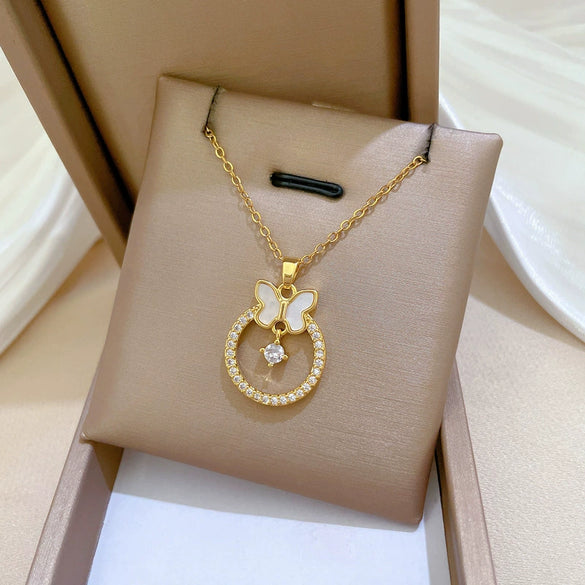 Titanium Steel And Copper Unisex Ring And Necklace With Geometric Pattern Light Luxury Style