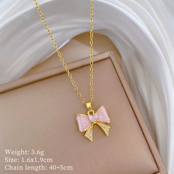 Titanium Steel And Copper Women's Geometric Style Planet Starry Sky Diamond Microinlay Necklace
