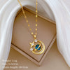 Titanium Steel And Copper Women's Geometric Style Planet Starry Sky Diamond Microinlay Necklace