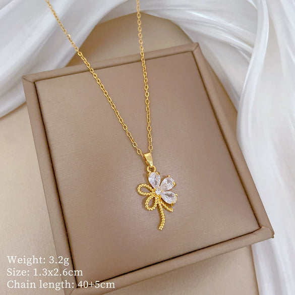 Titanium Steel And Copper Women's Geometric Style Planet Starry Sky Diamond Microinlay Necklace