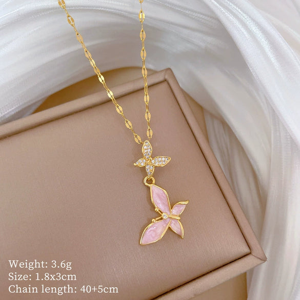 Titanium Steel And Copper Women's Geometric Style Planet Starry Sky Diamond Microinlay Necklace