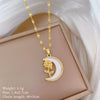 Titanium Steel And Copper Women's Geometric Style Planet Starry Sky Diamond Microinlay Necklace