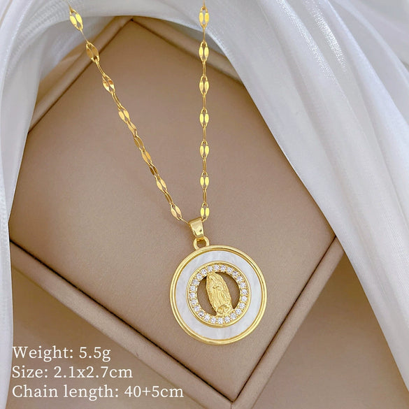 Titanium Steel And Copper Women's Geometric Style Planet Starry Sky Diamond Microinlay Necklace