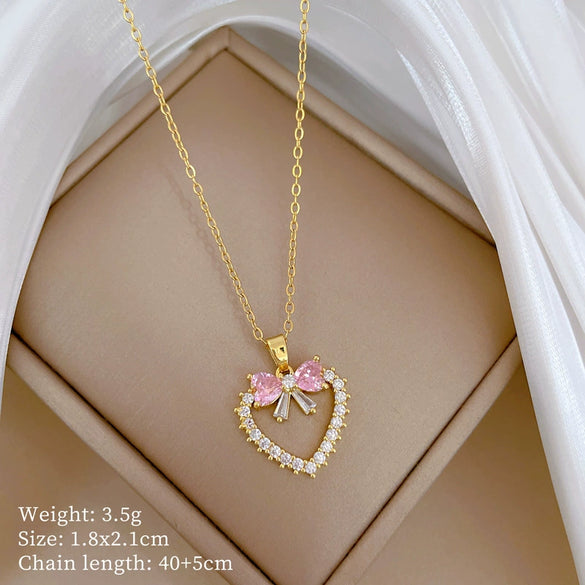 Titanium Steel And Copper Women's Geometric Style Planet Starry Sky Diamond Microinlay Necklace