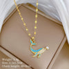 Titanium Steel And Copper Women's Geometric Style Planet Starry Sky Diamond Microinlay Necklace