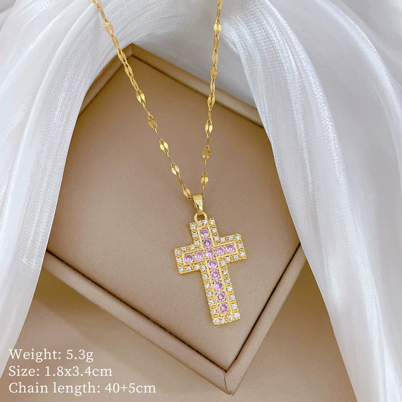 Titanium Steel And Copper Women's Geometric Style Planet Starry Sky Diamond Microinlay Necklace