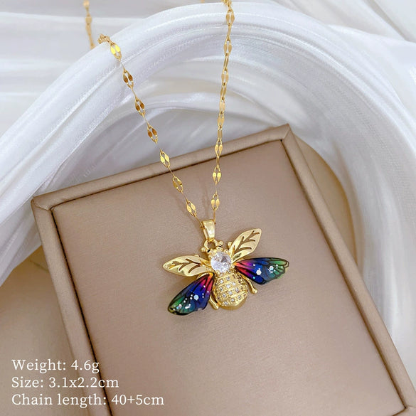Titanium Steel And Copper Women's Geometric Style Planet Starry Sky Diamond Microinlay Necklace