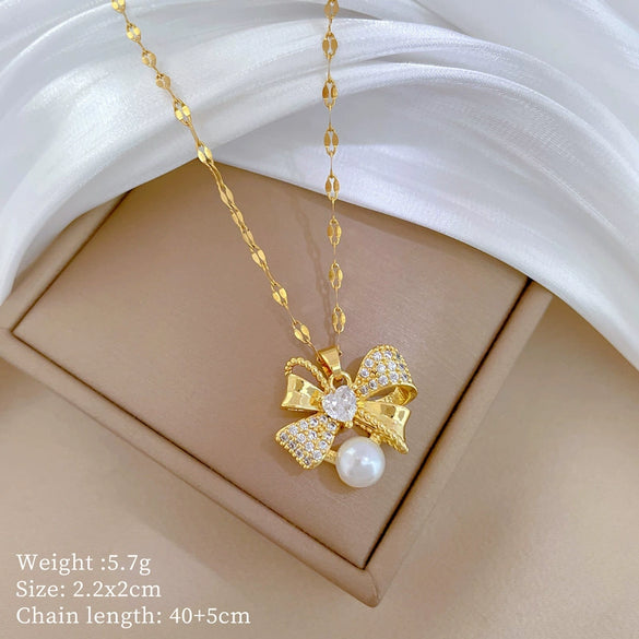 Titanium Steel And Copper Women's Geometric Style Planet Starry Sky Diamond Microinlay Necklace