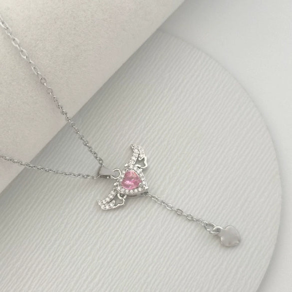 Titanium Steel And Copper Women's Heart Shape Elegant Microinlaid True Gold Light Luxury Electroplated Necklace With Cross Chain