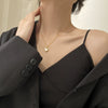 Titanium Steel And Copper Women's Heartshaped Geometric Doublesided Love Pendant Diamond Clavicle Chain Jewelry