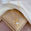 Titanium Steel And Copper Women's Love Heart Necklace With Diamond Microinlay And Geometric Design Cartoon Style