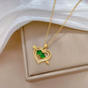 Titanium Steel And Copper Women's Love Heart Necklace With Diamond Microinlay And Geometric Design Cartoon Style