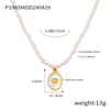 Titanium Steel And Pearl Pendant Necklace With Geometric Style And Electroplating Treatment