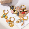 Titanium Steel And Shell Fruit Pendant Earrings For Women With Electroplating Process