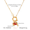 Titanium Steel And Stainless Steel Animal Turtle Goldfish Pearl Pendant O Word Chain Necklace With Electroplating