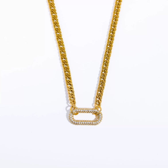 Titanium Steel And Stainless Steel Chain With Zircon And Diamond Square Twist Pendant Electroplating Geometric Style For Women