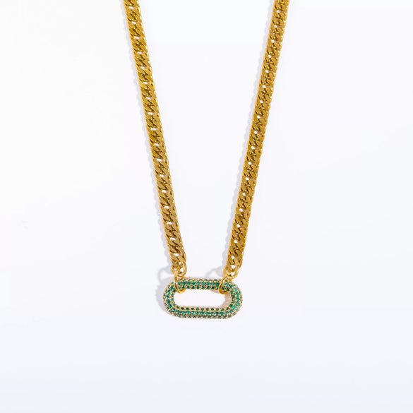 Titanium Steel And Stainless Steel Chain With Zircon And Diamond Square Twist Pendant Electroplating Geometric Style For Women