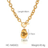 Titanium Steel And Stainless Steel Cross Chain Necklace With Geometric Ot Buckle Pendant And Electroplating Treatment For Women