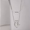 Titanium Steel And Stainless Steel Double Layer Stacked U Shaped Pendant Clavicle Chain With Electroplating Unisex Style