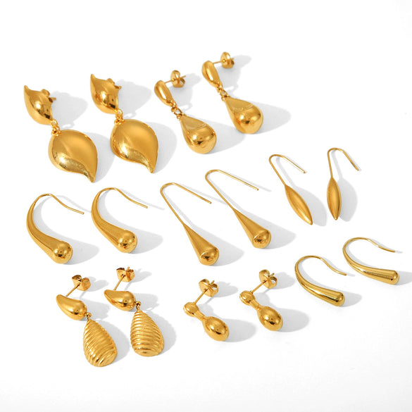 Titanium Steel And Stainless Steel Drop Earrings For Women With Geometric Style And Electroplating Treatment