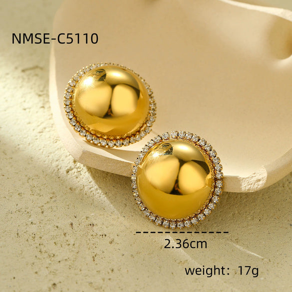 Titanium Steel And Stainless Steel Fashionable Light Luxury Electroplated Heart And Fivepointed Star Hollow Earrings For Women