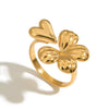 Titanium Steel And Stainless Steel Four Leaf Clover Split Ring With Electroplating Women's Niche Design