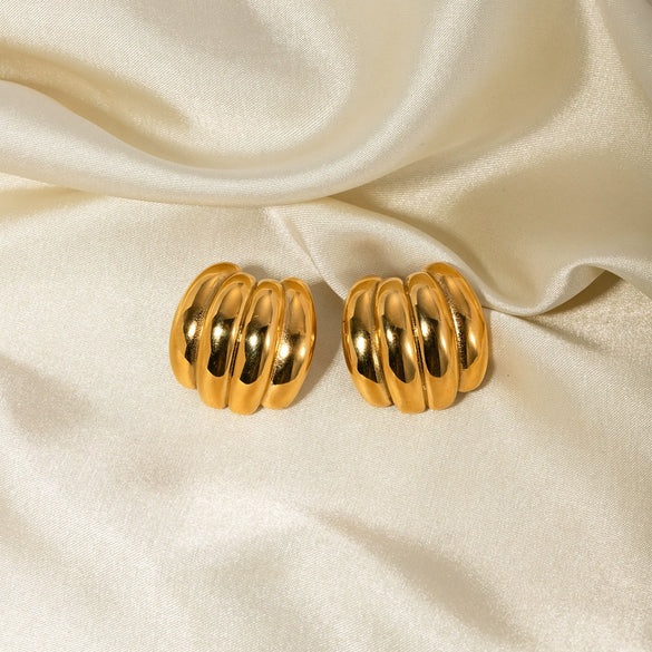 Titanium Steel And Stainless Steel Geometric Earrings With Electroplating