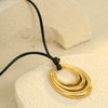 Titanium Steel And Stainless Steel Geometric Oval Hollow Pendant Necklace With Electroplating For Women