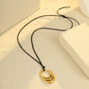 Titanium Steel And Stainless Steel Geometric Oval Hollow Pendant Necklace With Electroplating For Women