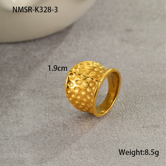 Titanium Steel And Stainless Steel Geometric Wide Edge Ring Plated With 18K Gold Light Luxury Style Jewelry