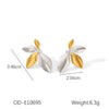Titanium Steel And Stainless Steel Heartshaped Leaf Women's Earrings With Gold And Silver Color Matching Highend Niche Design Vacuum Plated And Electroplated
