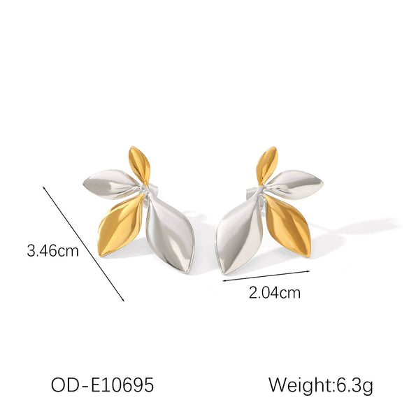 Titanium Steel And Stainless Steel Heartshaped Leaf Women's Earrings With Gold And Silver Color Matching Highend Niche Design Vacuum Plated And Electroplated