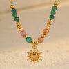 Titanium Steel And Stainless Steel Necklace With Geometric Sun Cross Pendant Electroplated Fashion Design For Women