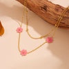 Titanium Steel And Stainless Steel Plant Flowers Stud Earring Bracelet Necklace Jewelry For Women