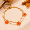 Titanium Steel And Stainless Steel Plant Flowers Stud Earring Bracelet Necklace Jewelry For Women
