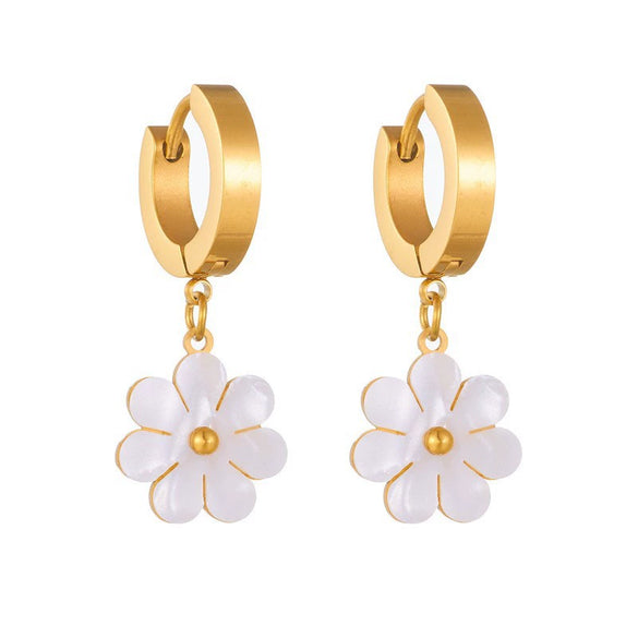 Titanium Steel And Stainless Steel Plant Flowers Stud Earring Bracelet Necklace Jewelry For Women
