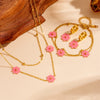 Titanium Steel And Stainless Steel Plant Flowers Stud Earring Bracelet Necklace Jewelry For Women