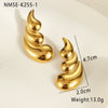 Titanium Steel And Stainless Steel Plated 18K Gold Geometric Three Layer Water Drop Earrings With Electroplating
