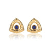 Titanium Steel And Stainless Steel Triangular Pleated Natural Stone Plated 18K Vintage Earrings