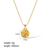 Titanium Steel And Stainless Steel Women's Constellation Pendant Necklace 18K Goldplated With Snake Bone Chain