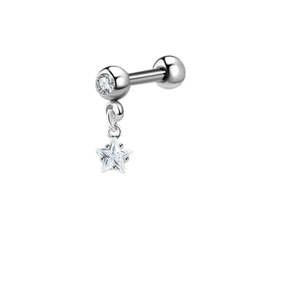 Titanium Steel And Stainless Steel Women's Heart And Star Zircon And Diamond Earrings
