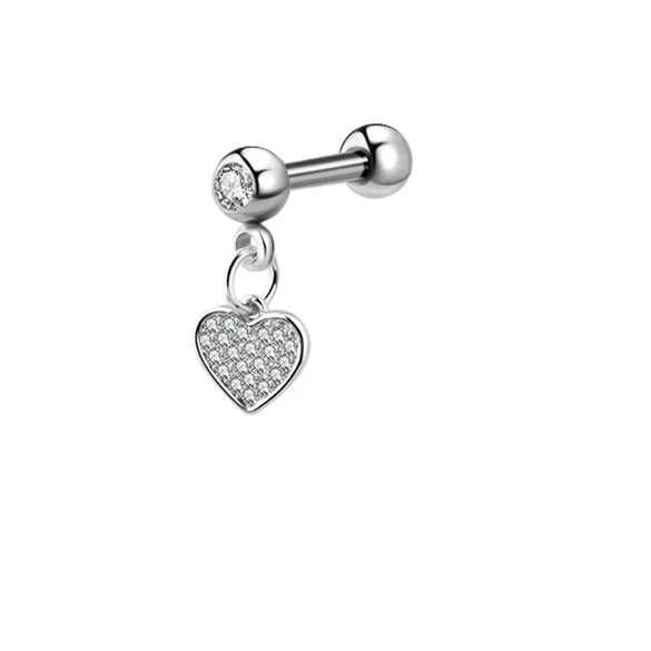 Titanium Steel And Stainless Steel Women's Heart And Star Zircon And Diamond Earrings