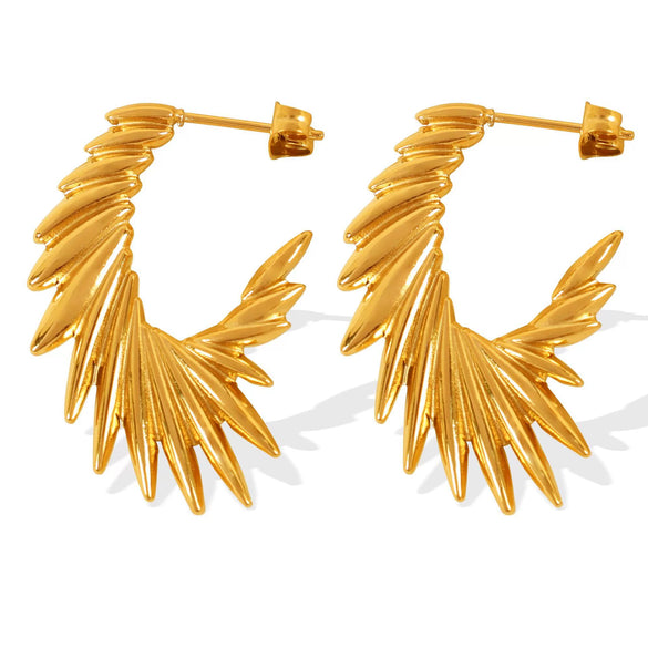 316L Stainless Steel Angel Wings Earrings For Women With Geometric And Cartoon Characters Pattern Electroplated